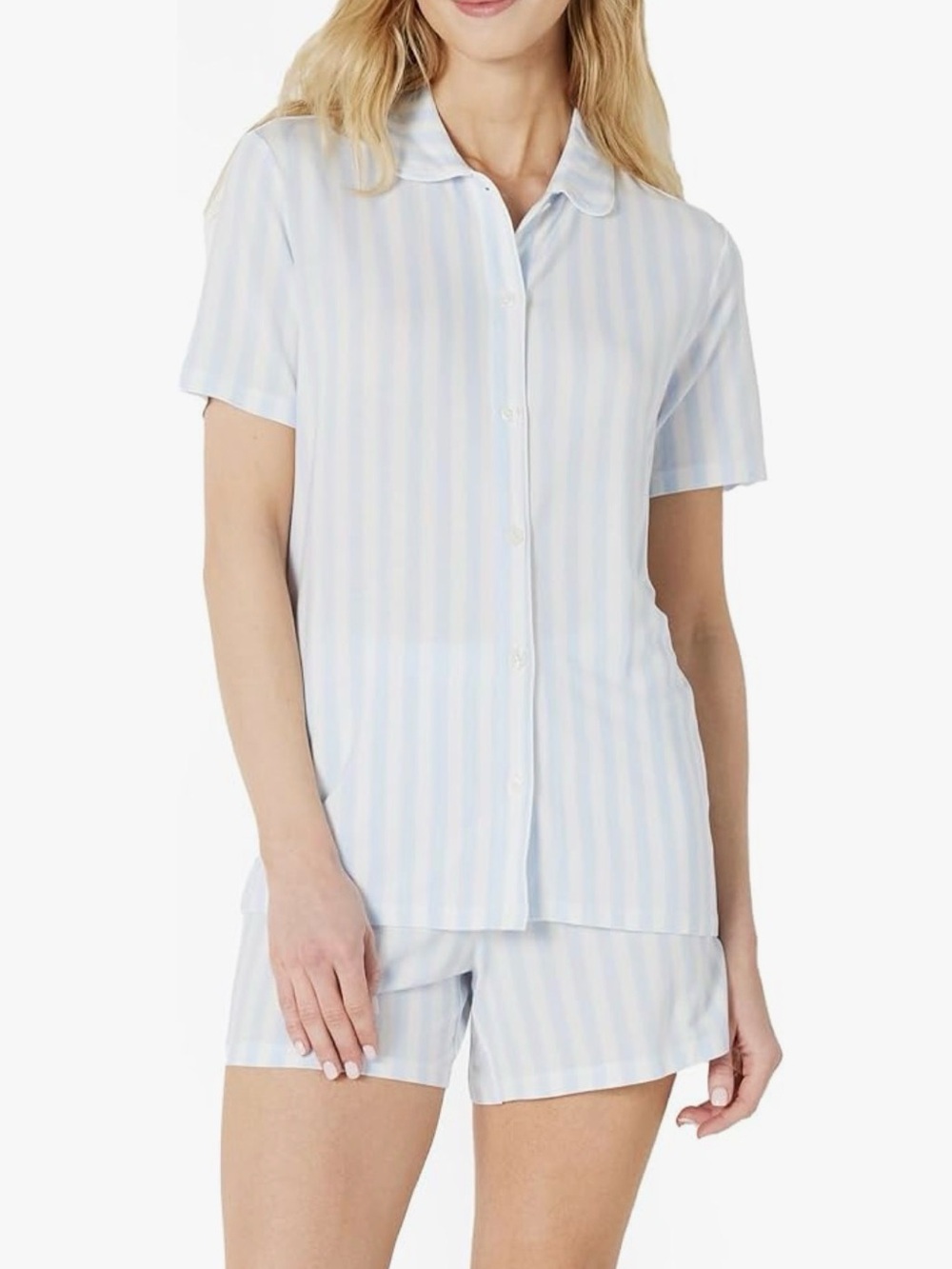 Amazon Essentials x Sofia Grainge Blue & White Striped Short-Sleeve Pajama Set